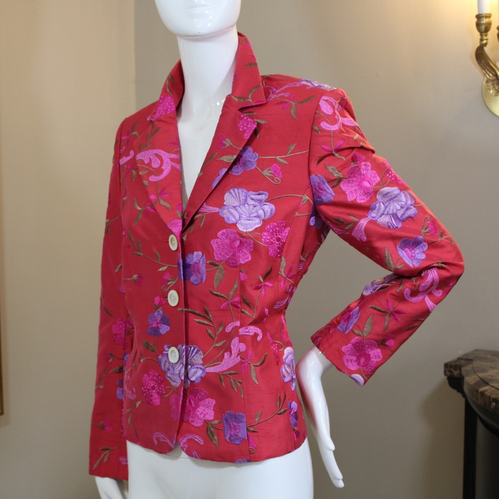 🌸 Algo of Switzerland Embroidered Silk Jacket – Size 6 – NWOT - Picture 6 of 14